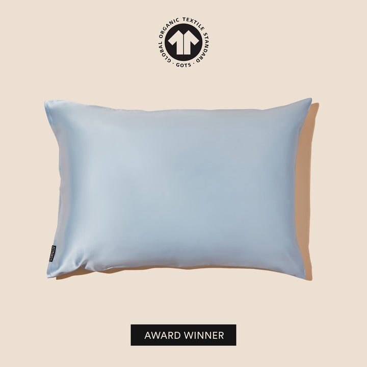 luxury silk pillowcase blue#color_sky-blue